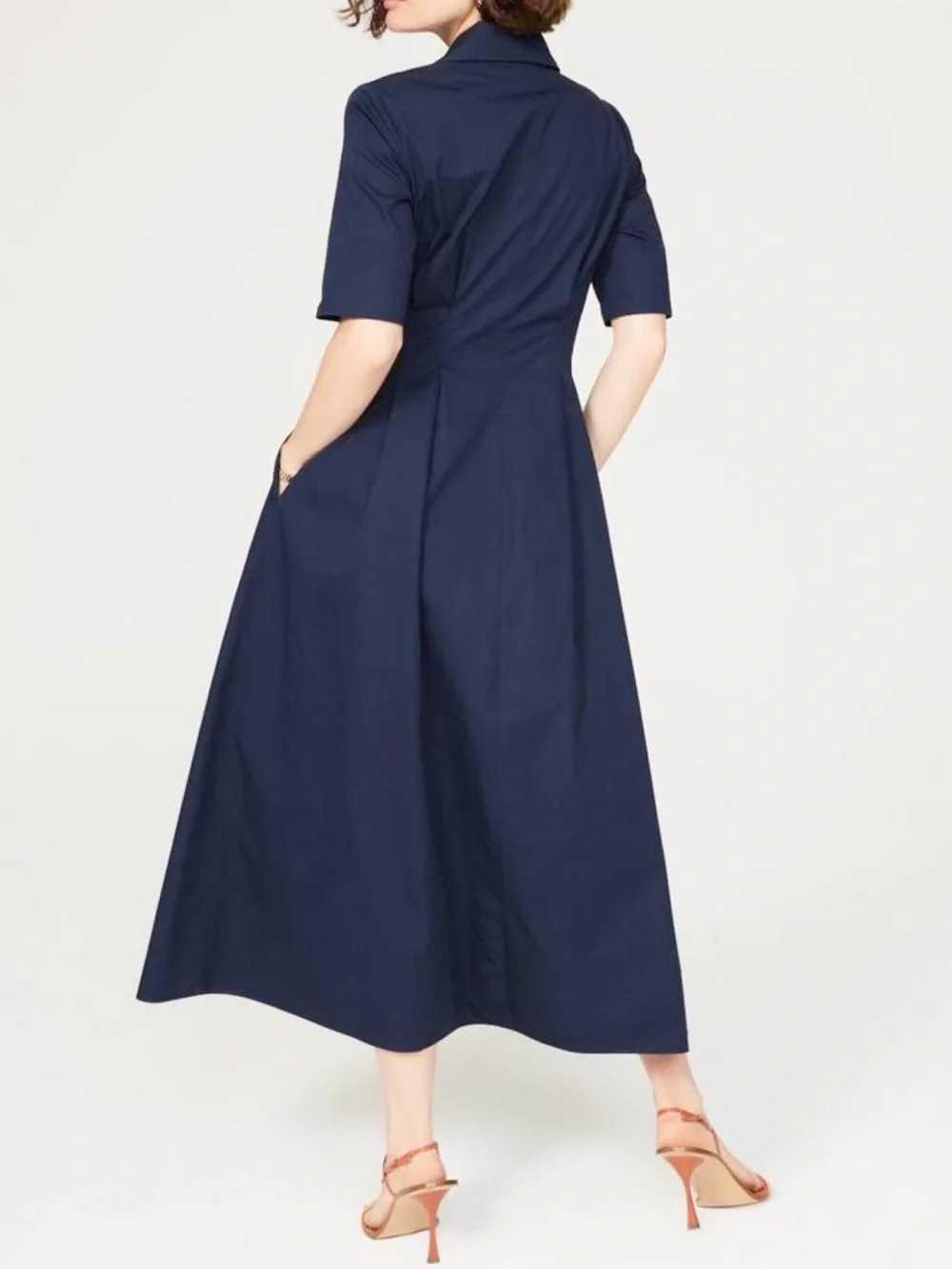 Tory Burch Poplin Wrap Shirtdress Navy Blue A-line NWOT